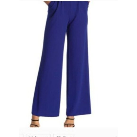 Calvin Klein Womens Sleeveless Wide-Leg Jumpsuit corpped Size 12 Blue pockets - Picture 6 of 6